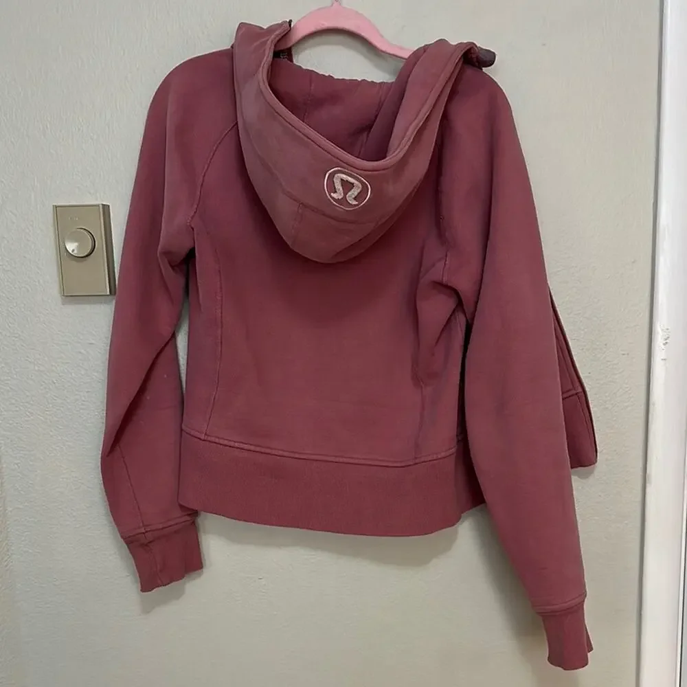 Lululemon Athletica Pink Zip-Up Jacket Cotton Stretch THICK Raspberry Cream